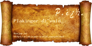 Plakinger Évald névjegykártya